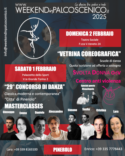 WEEKENDINPALCOSCENICO 2025 CONCORSO, MASTERCLASSES, VETRINA COREOGRAFICA